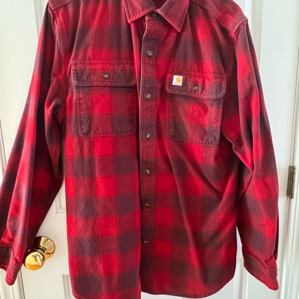 Carhartt Red and Black Plaid Button-Down Shirt